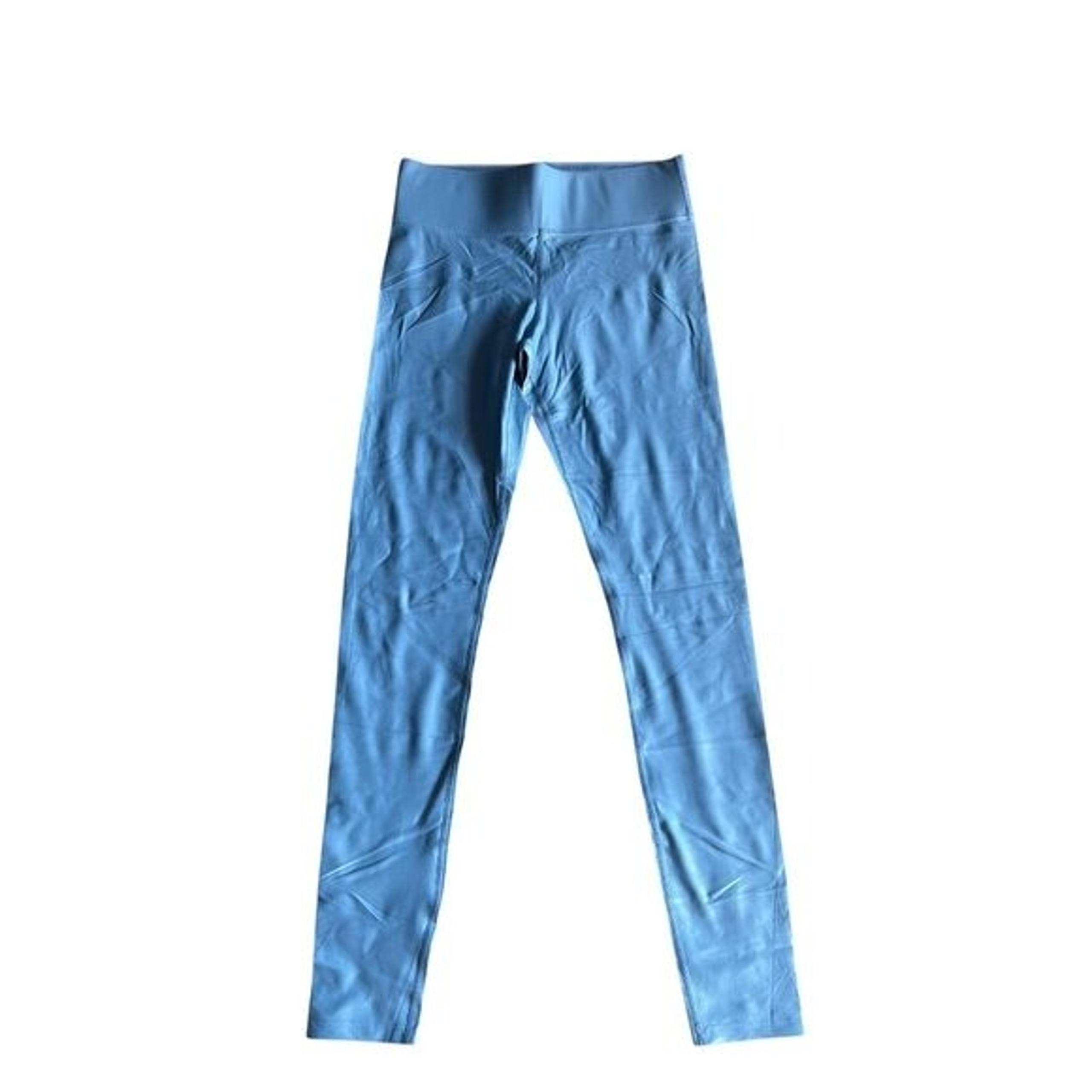 Carbon 38 Womens Leggings Takara Shine Blue Athletic Shiny High Rise Small EUC