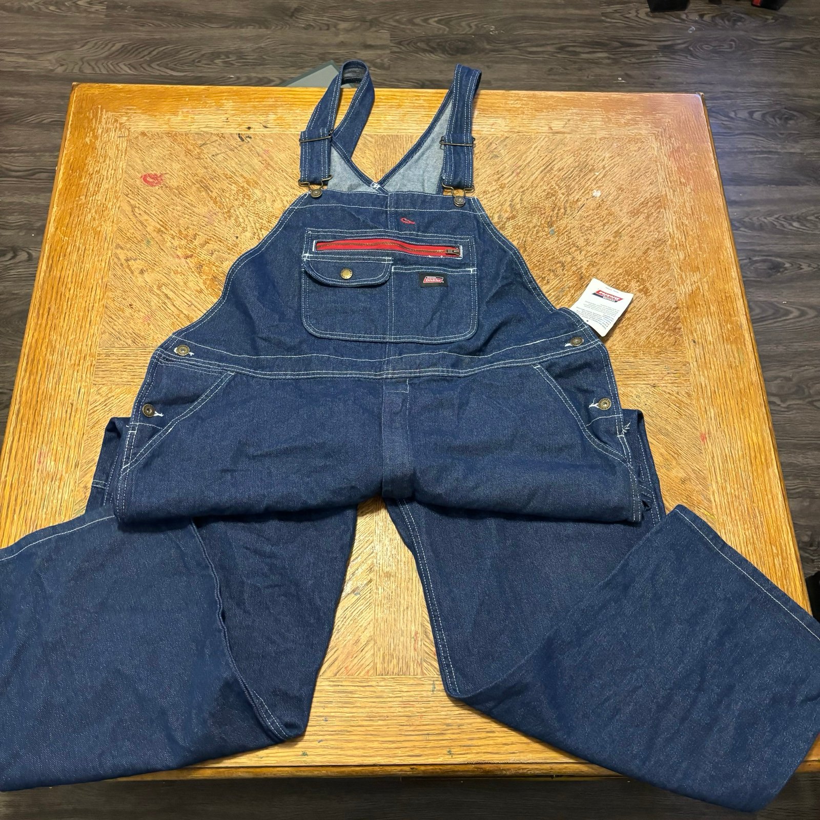 NWT Dickies Durable Bib Overalls Denim Jean Indigo Blue Men's XL R Workwear See