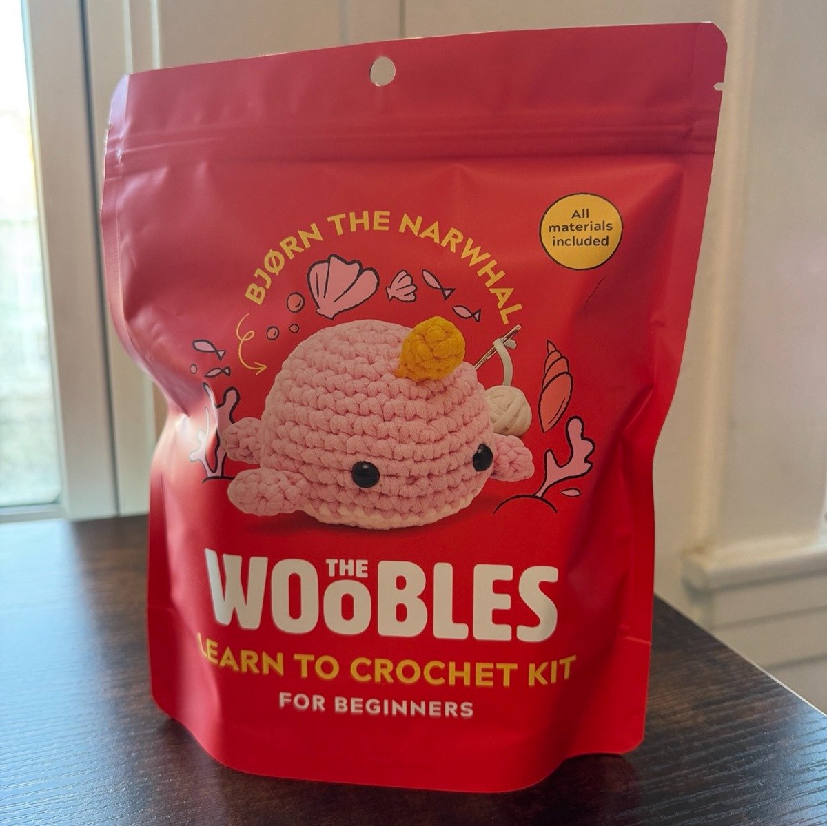 *Limited Quantity* The Woobles Pink Bjorn the Narwhal Crochet Kit