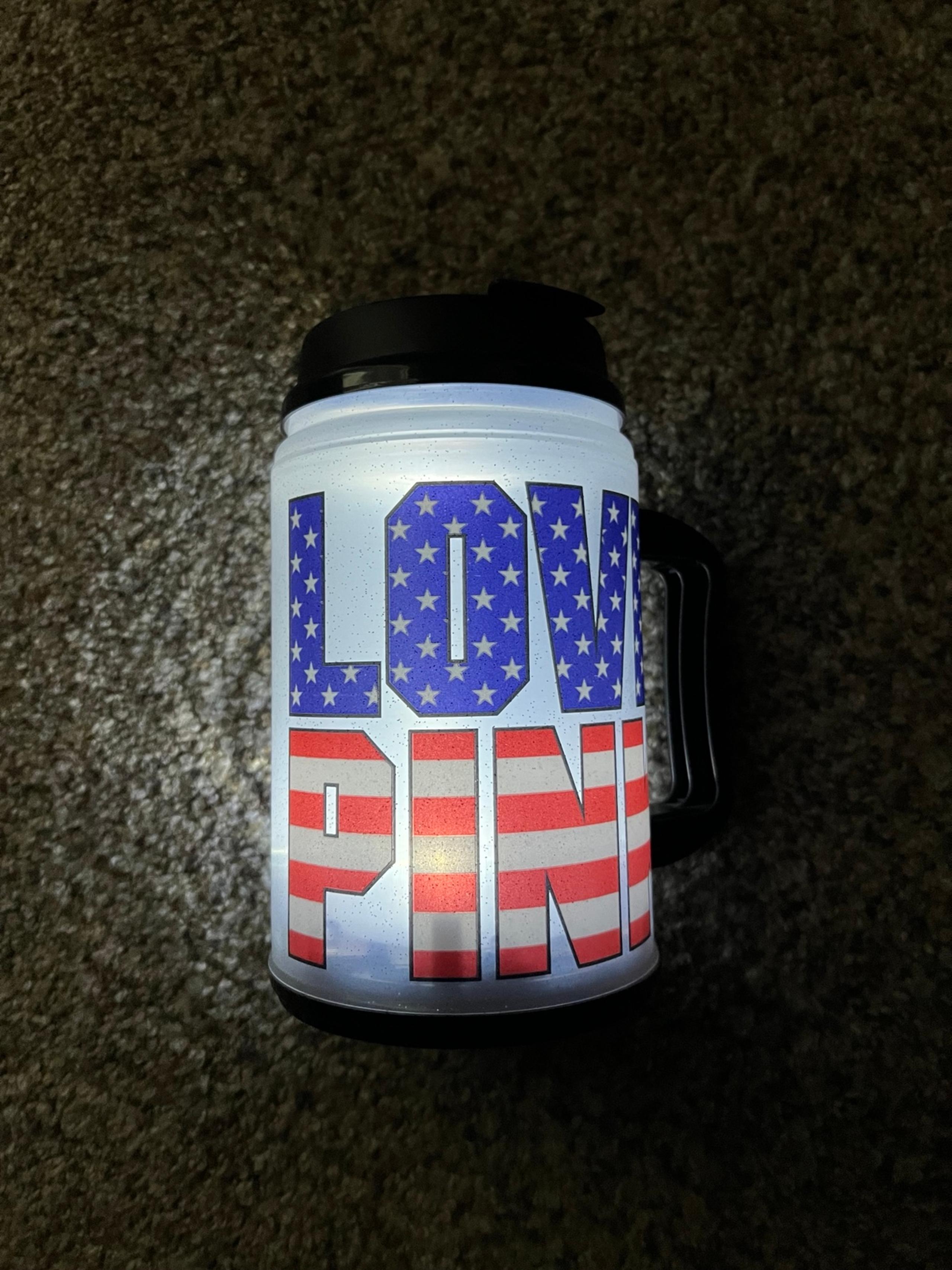 VICTORIA'S SECRET LIGHT UP LOVE PINK TRAVEL MUG AMERICANA CHUG CUP 24 OZ