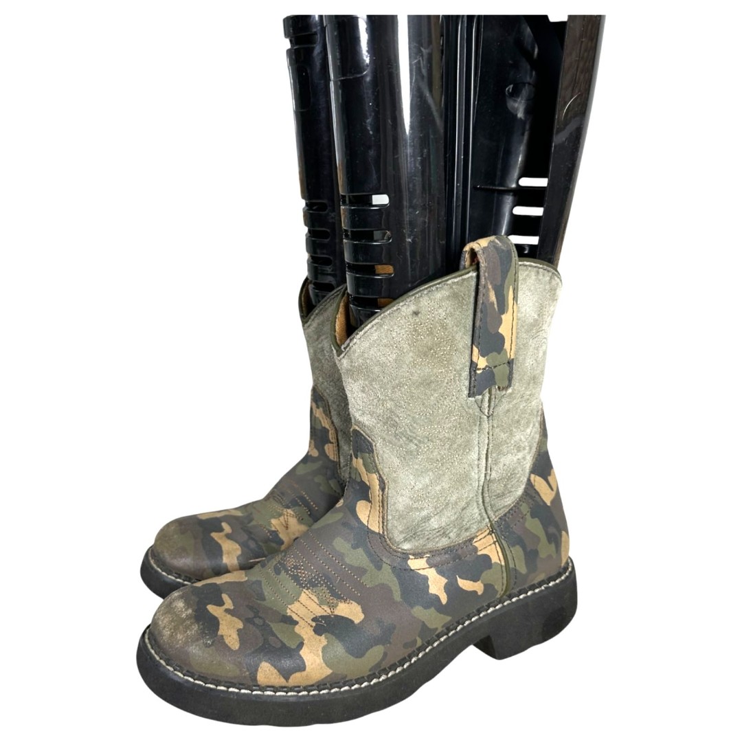 Ariat Fatbaby Suede Camo Camouflage Cowboy Boots Youth Size 3
