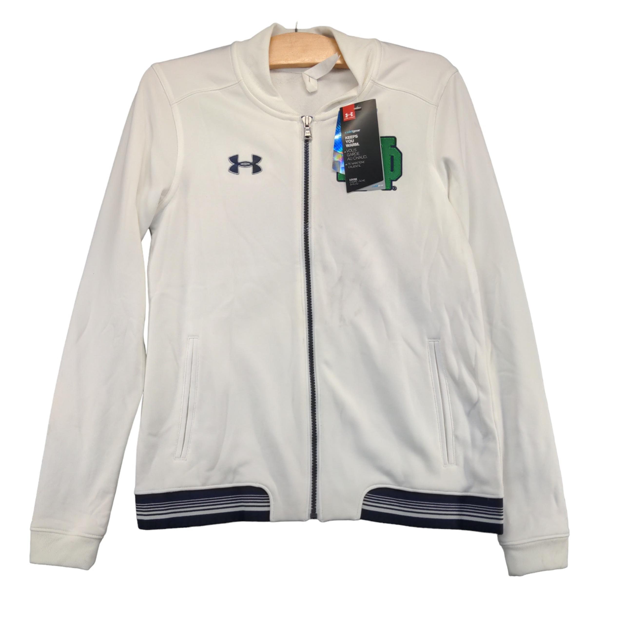 Under Armour Womens Notre Dame Track Jacket White Small Embroidered Logo W/Tags