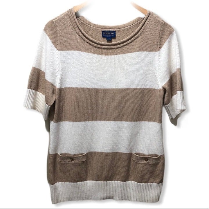 {Pendleton} Striped Half Sleeve Sweater