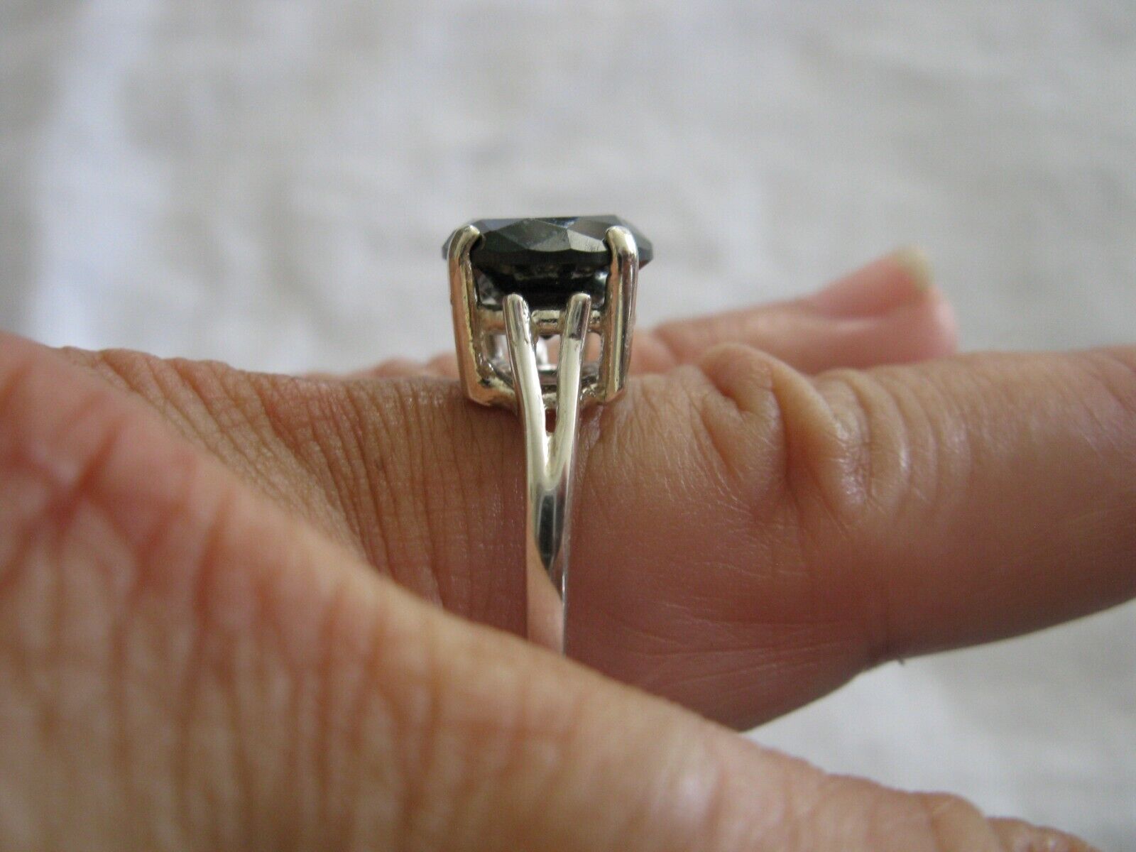 4.16ct 100% NATURAL REAL BLACK DIAMOND RING,FREE DIA TESTER, CERTIFICATE,SI ZE 7