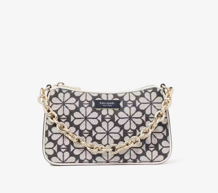 Kate Spade Jolie Spade Flower Jacquard Small Convertible Crossbody Charcoal Grey