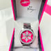 Betsey Johnson Pink and Silvery White Snowflake Frosted Watch