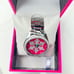 Betsey Johnson Pink and Silvery White Snowflake Frosted Watch