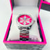 Betsey Johnson Pink and Silvery White Snowflake Frosted Watch