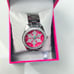 Betsey Johnson Pink and Silvery White Snowflake Frosted Watch