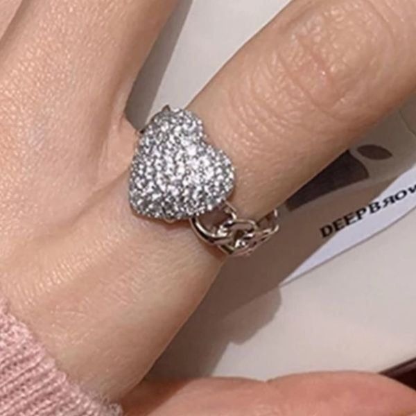 The Open Heart Ring adjustable link ring in 925