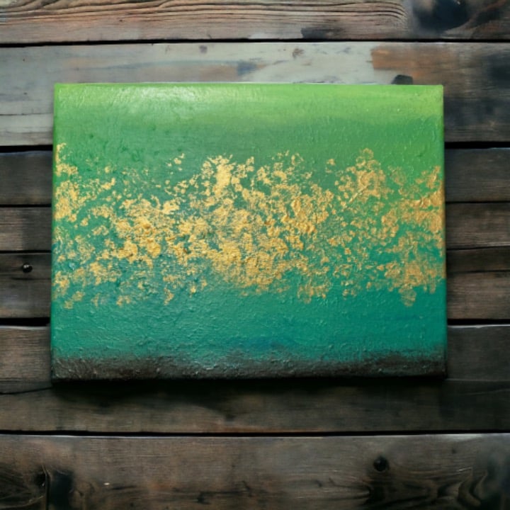 Golden Horizon – Original Abstract Acrylic Painting I 8x10 Canvas Artwork