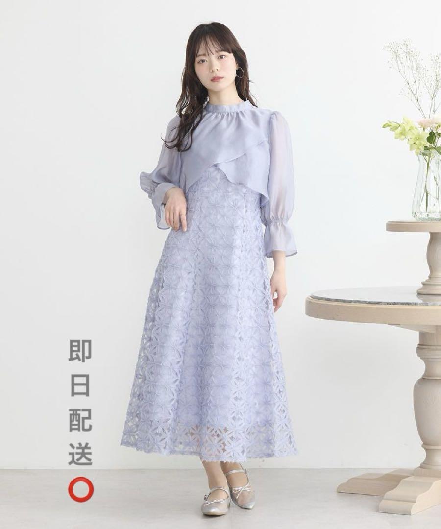 2-Piece Sheer Blouse + 3D Lace Dress Set