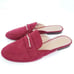 Ann Taylor Loft Outlet Mules 9M, Faux Suede Red Shoes Holiday Christmas Gold