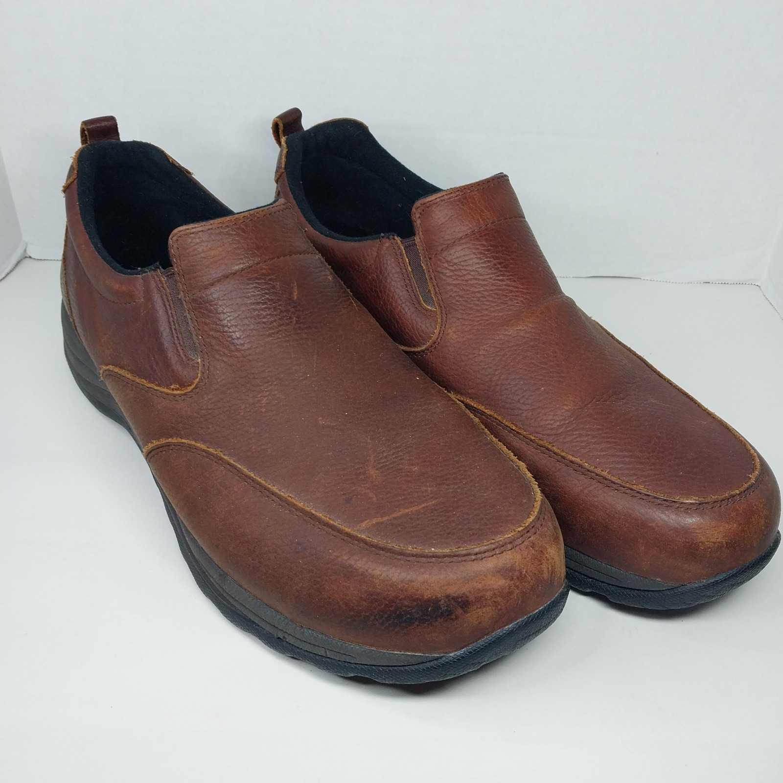 L.L. Bean Comfort Moc II Men's 14 W Leather Slip On Casual Loafers Brown 257064