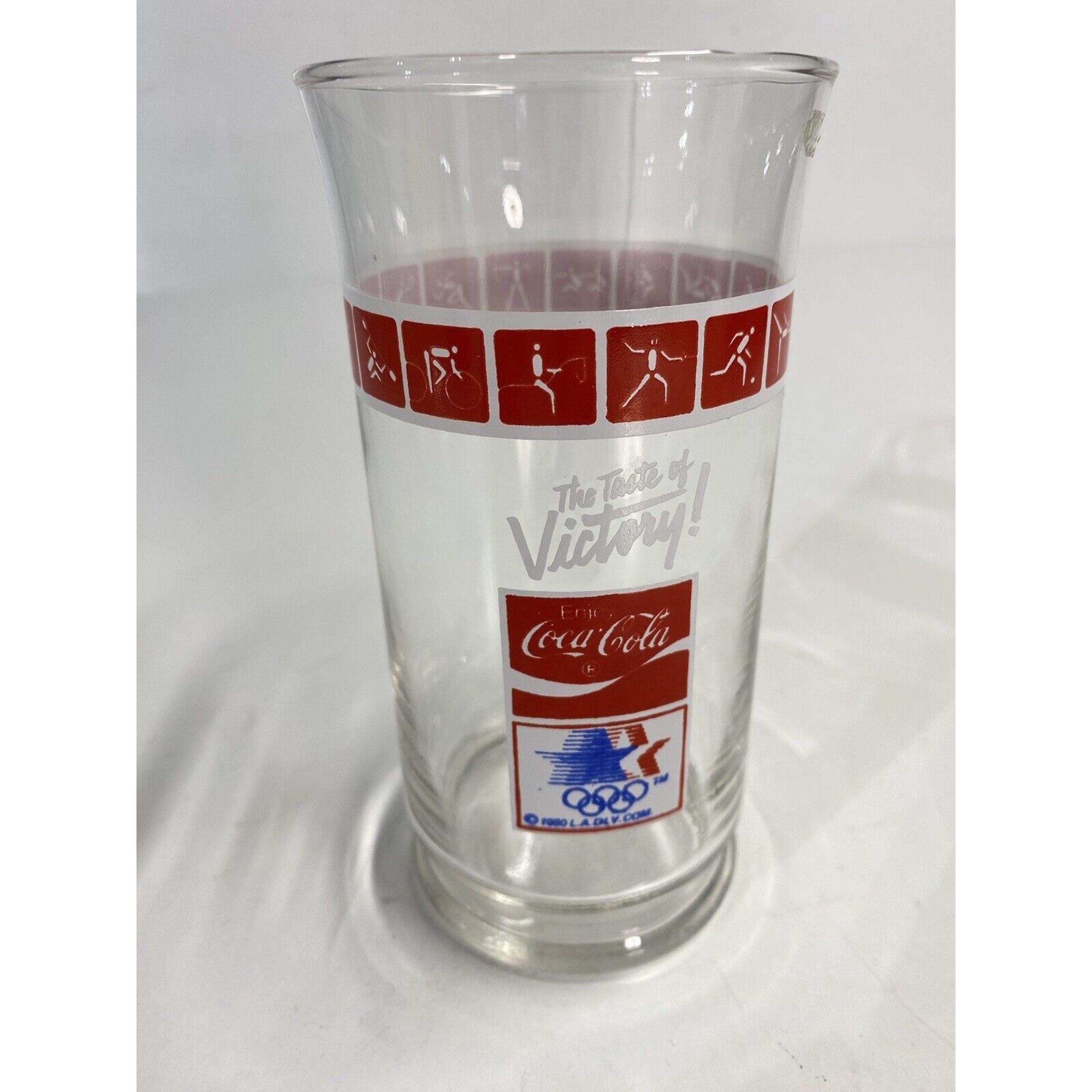 Vintage Coca Cola Taste of Victory Drinking Glass 1980 Olympic Los Angeles Cup
