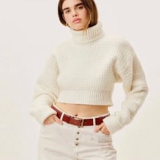 FOR LOVE AND LEMONS MADELINE CROP TURTLE NECK SWEATER | Off White Size XXS