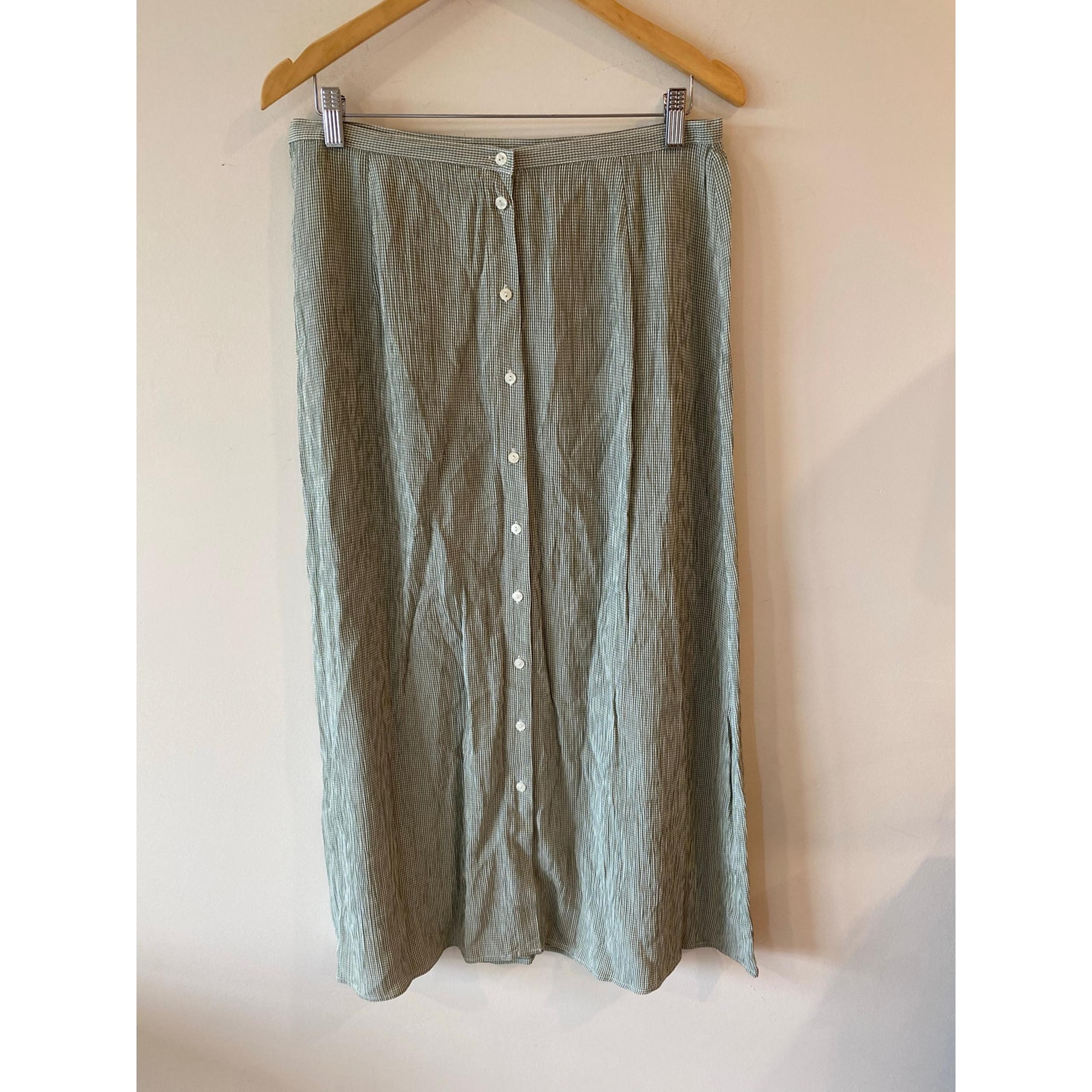 Eddie Bauer Vintage Light Green Plaid Crinkle Skirt
Women's Size 14