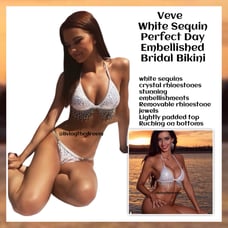 Veve White Sequin & Crystal Perfect Day Embellished Bridal Bikini SZ L 250