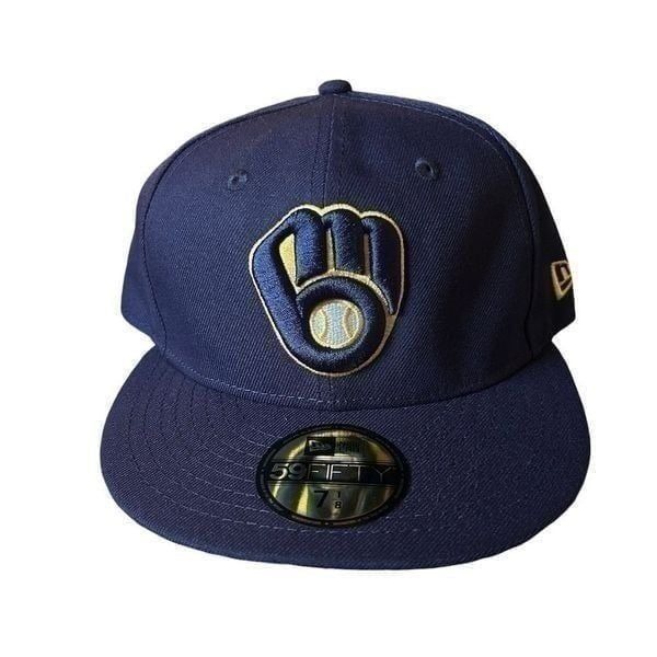 New Era Milwaukee Brewers 59FIFTY Fitted Cap Blue Size 7 1/8