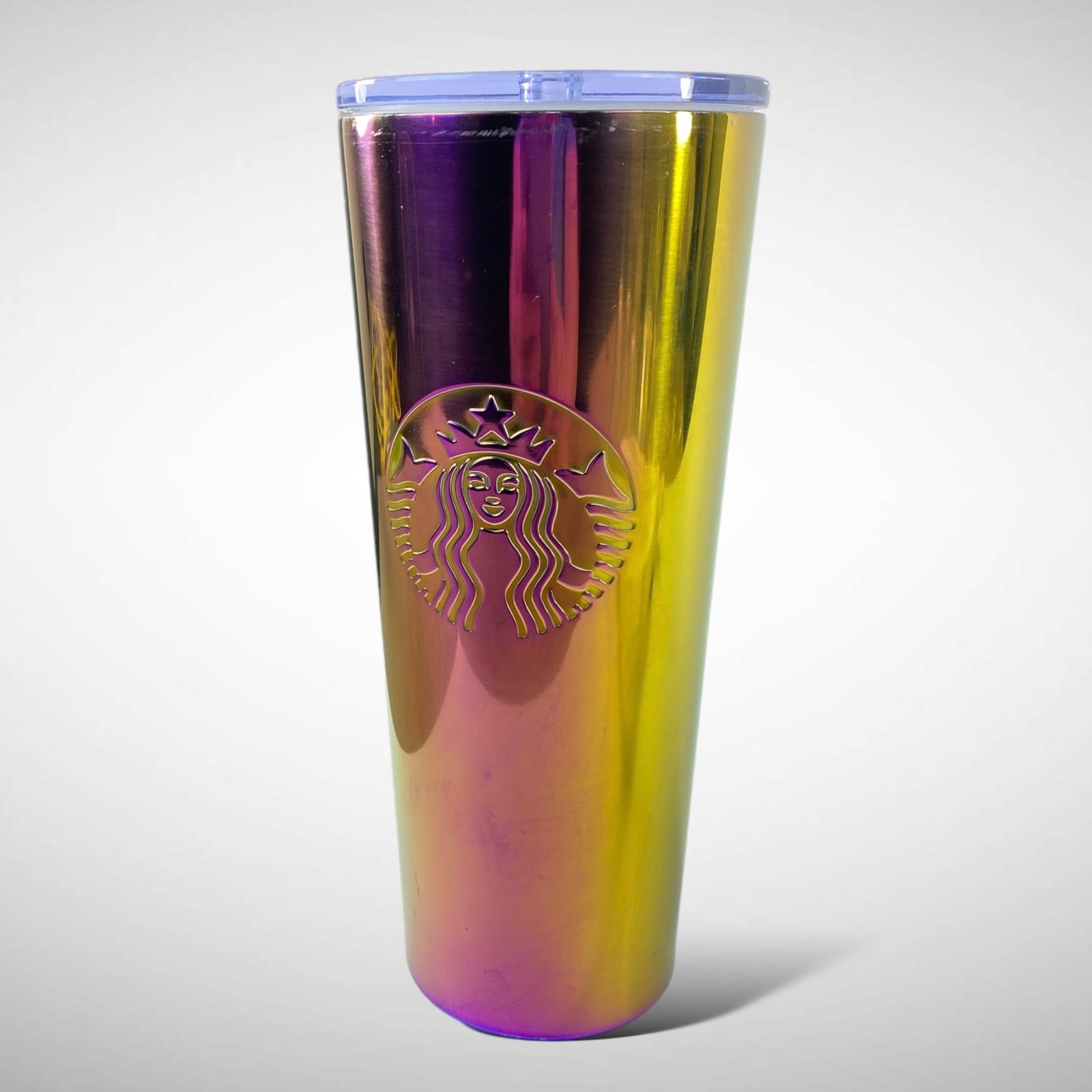 Starbucks Iridescent Oil Slick Purple 24 Oz Stainless Tumbler 2019(?) NO STRAW