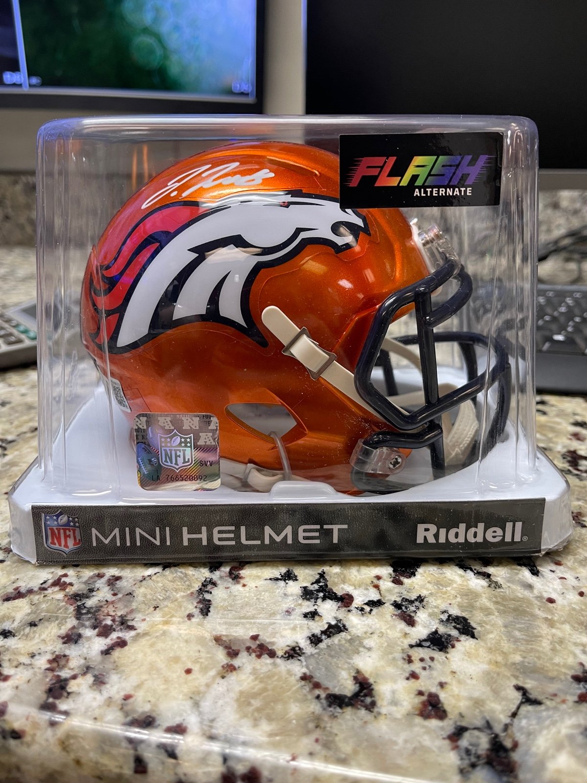 Jerry Jeudy Autograghed mini helmet certified by Beckett
