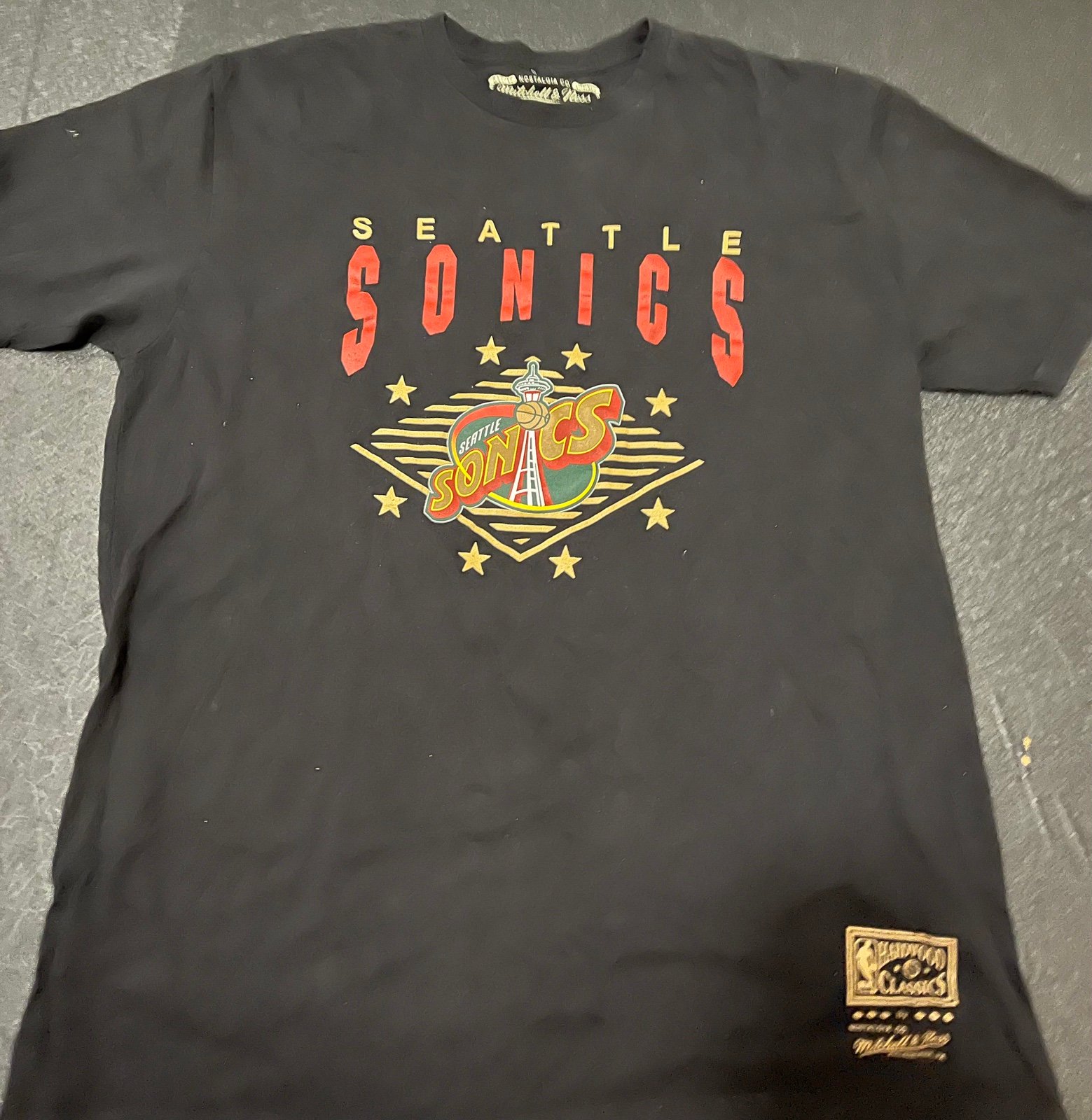 Seattle Supersonics Hardwood Classic Vintage Black T shirt