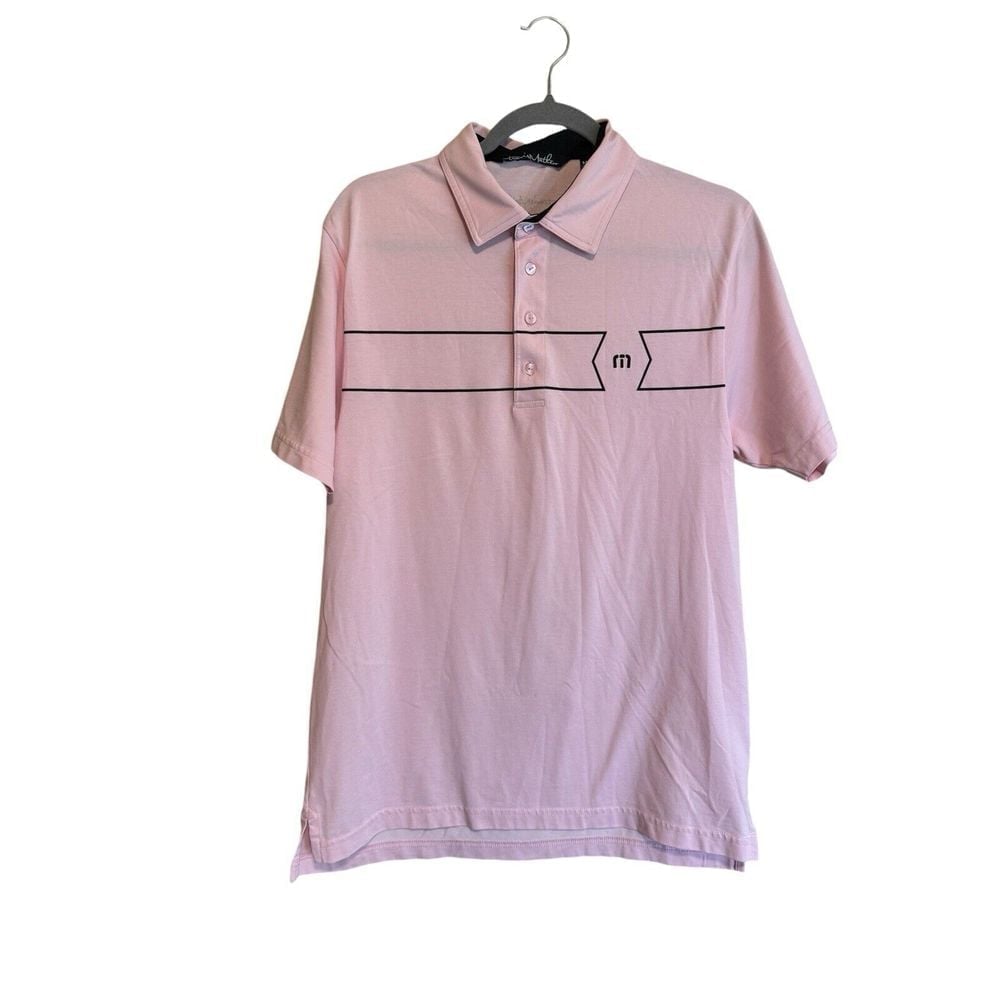 Travis Mathew Polo Shirt Mens Medium Performance Golf Pink Short Sleeve