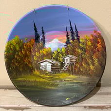 Hand Painted Oil Gold Miners Metal Pan Alaska Original Art Signed Nichols