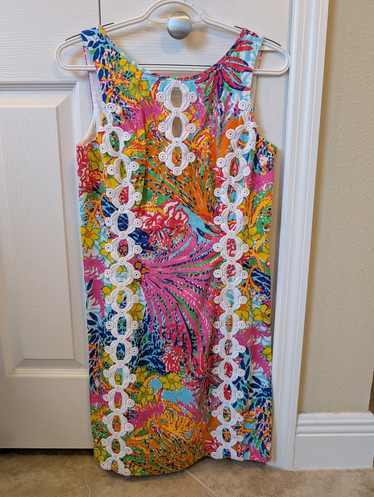 Lilly Pulitzer Ember Fishing for Complimente Vintage Dobby Lace Shift Dress sz 6