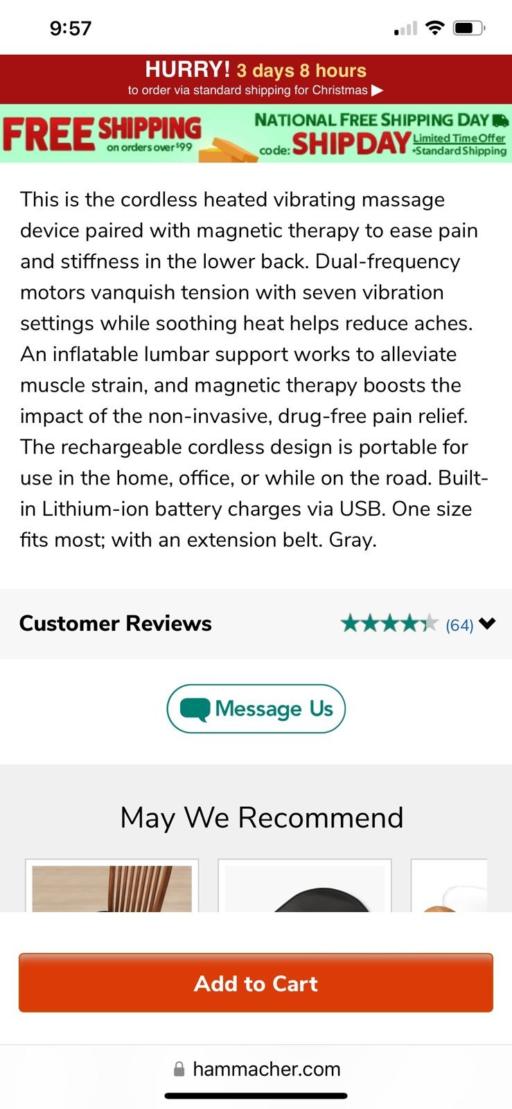 Electric Massager Triple Therapy Hip Pain Reliever - detail