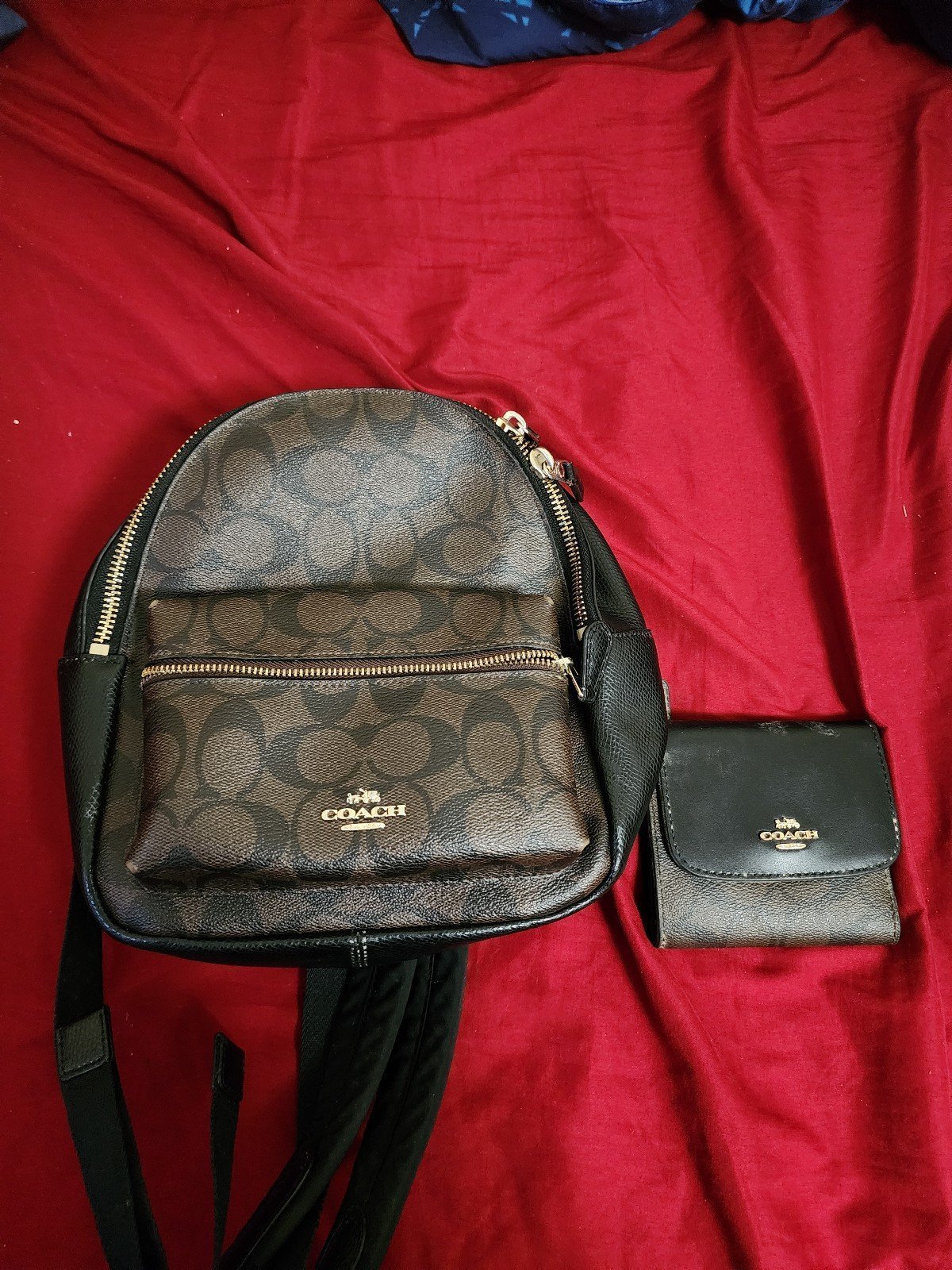 Small coach backpack with wallet