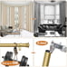 Window Curtain Rods, 32-86 Inch Center Rod for window, 20 to 82 Inch Side Rods f
