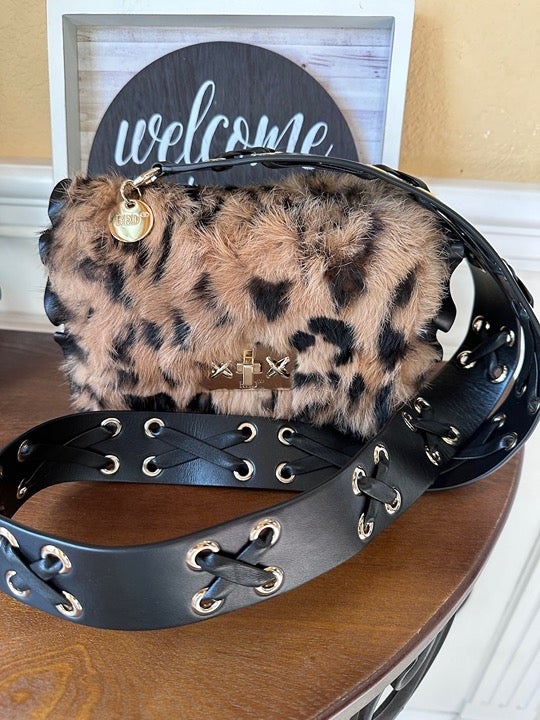 NWT - Red Valentino Leopard Print Fur Crossbody Bag