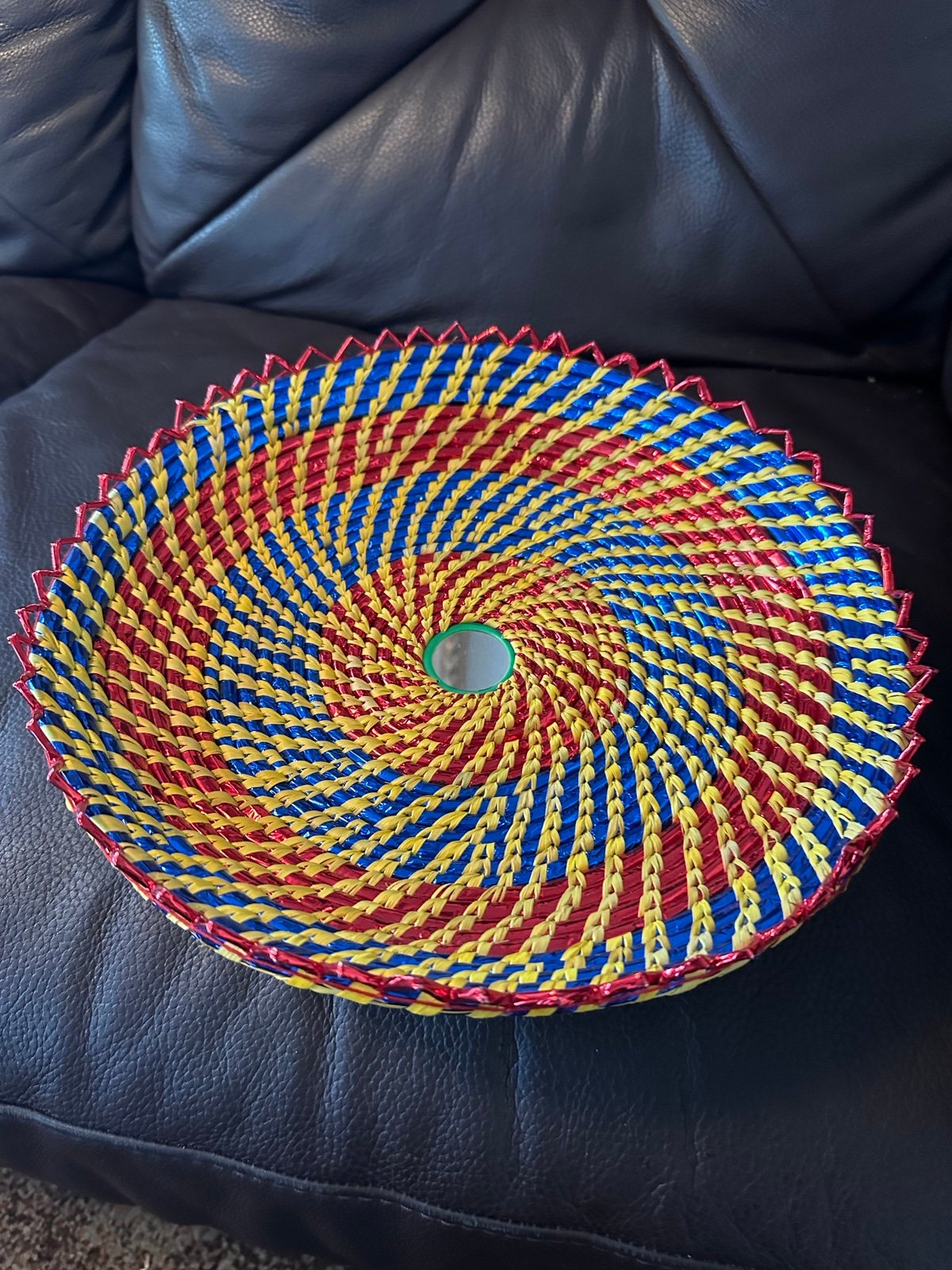 Hand made basket tray with date palm leaves for décor kitchen dining table use