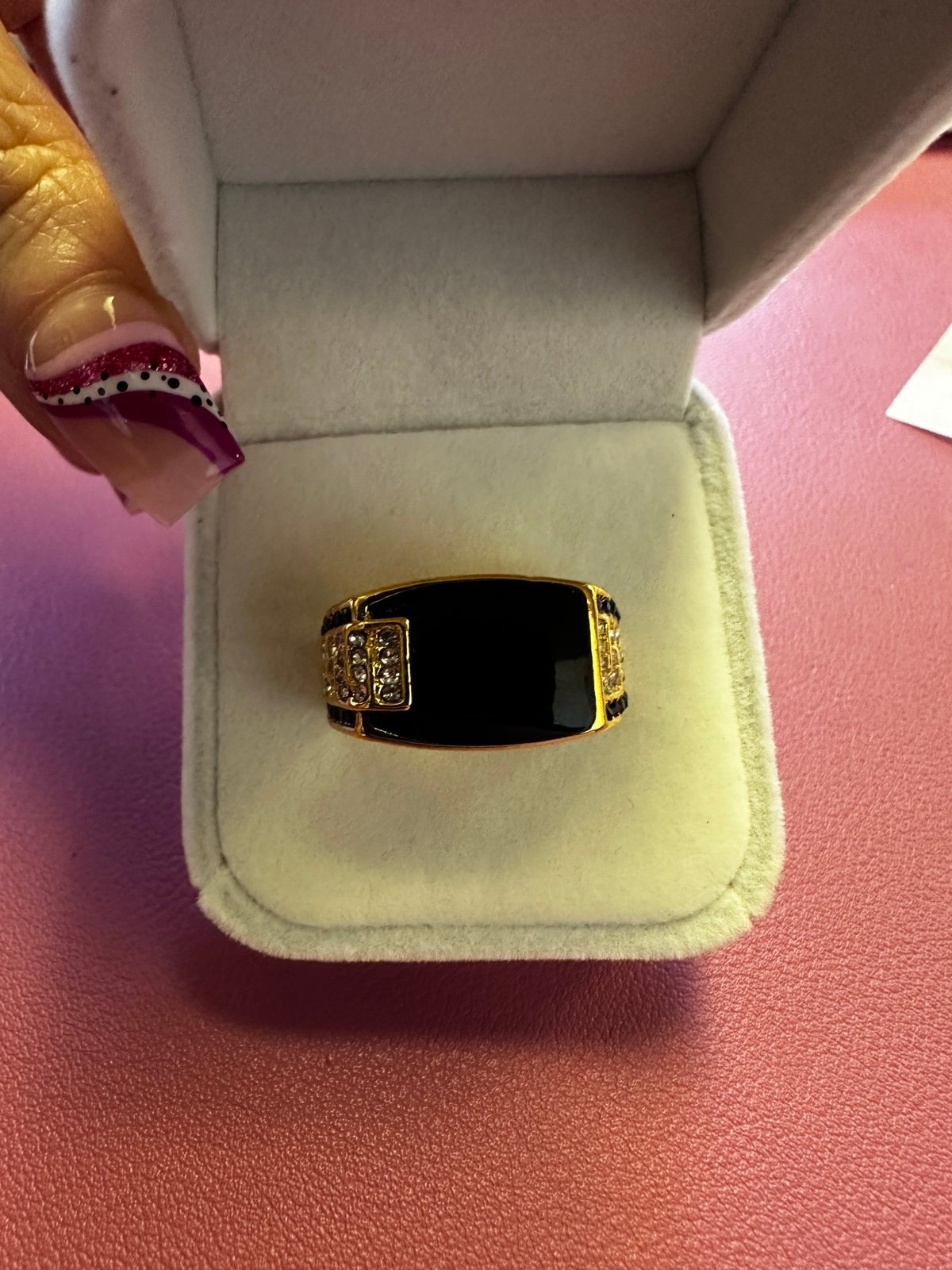 Yellow Gold Overlay and Black Ring