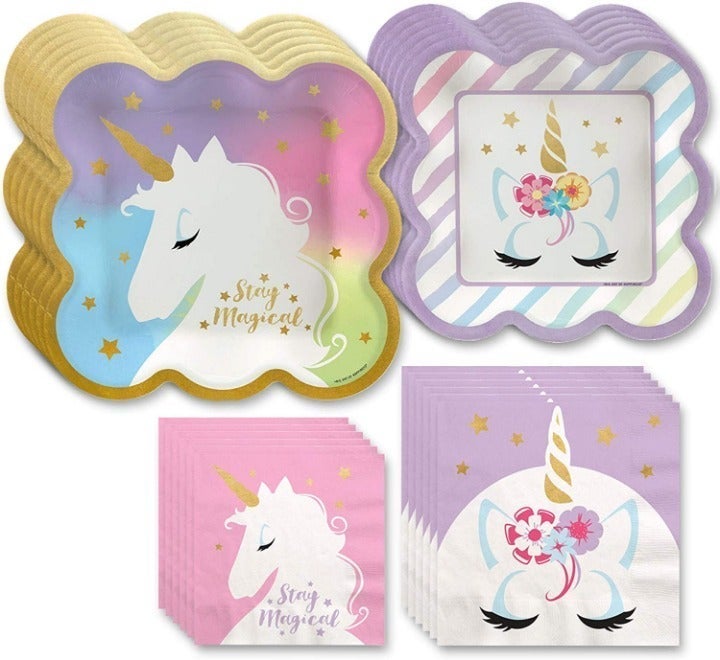 Unicorn Party Plates Set 32 Napkins