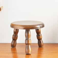 Tiny French Vintage Wooden Tripod Stool
