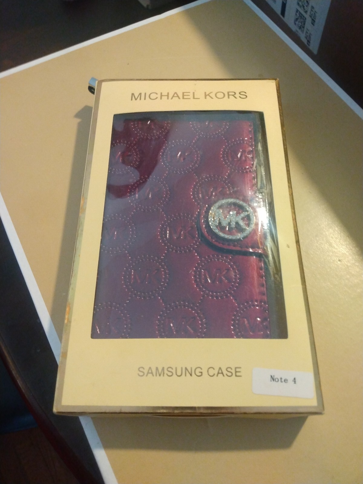 Michael Kors Burgundy Gloss Mk Logo Phone Case New