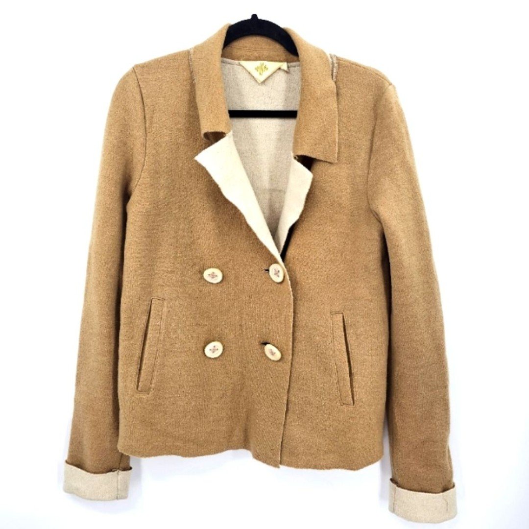 Anthropologie Monogram Bonette Wool Coat Jacket Size S