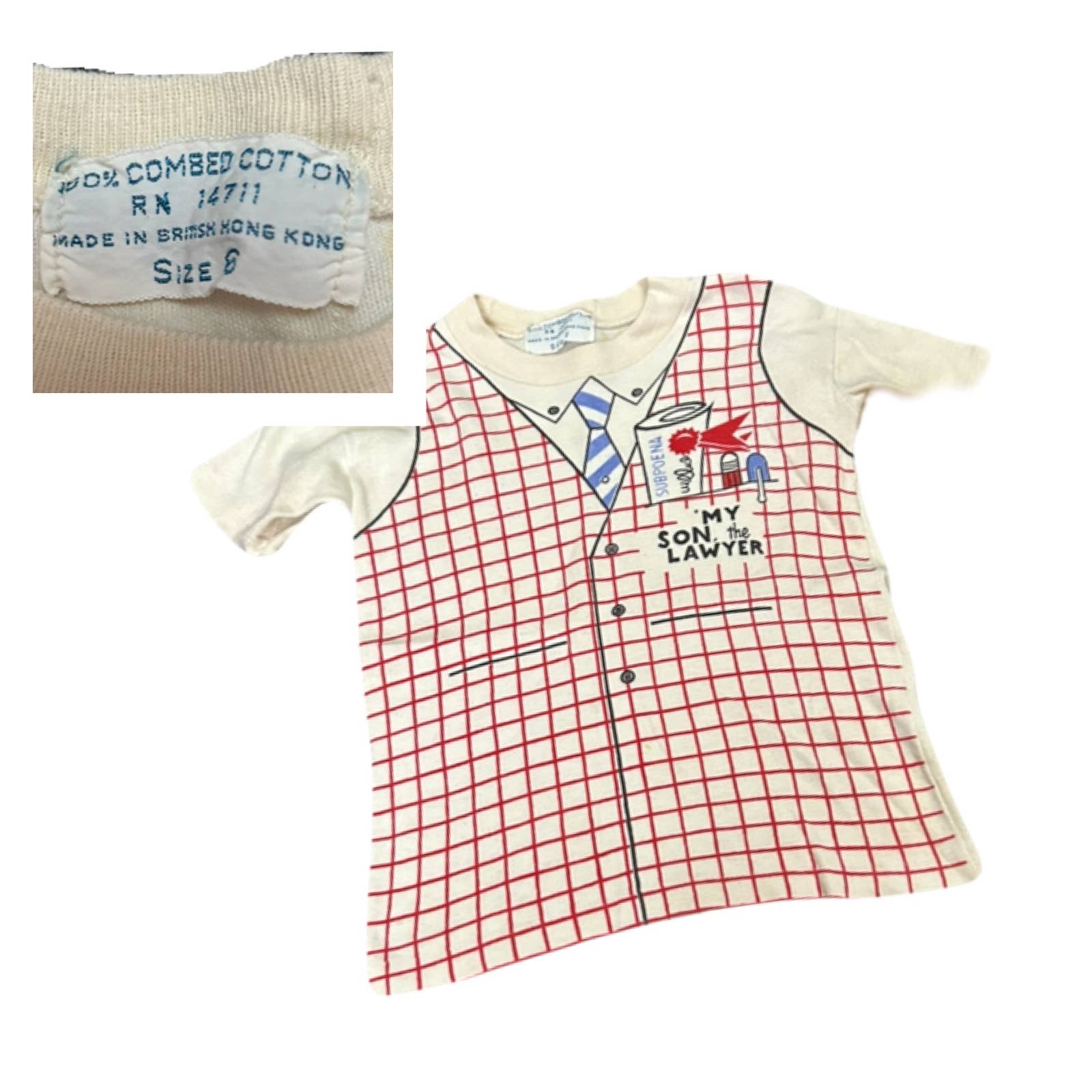 1960s Aspirations Lawyer Novelty Print Tee T Shirt Single Stitch / Boy’s 6 *