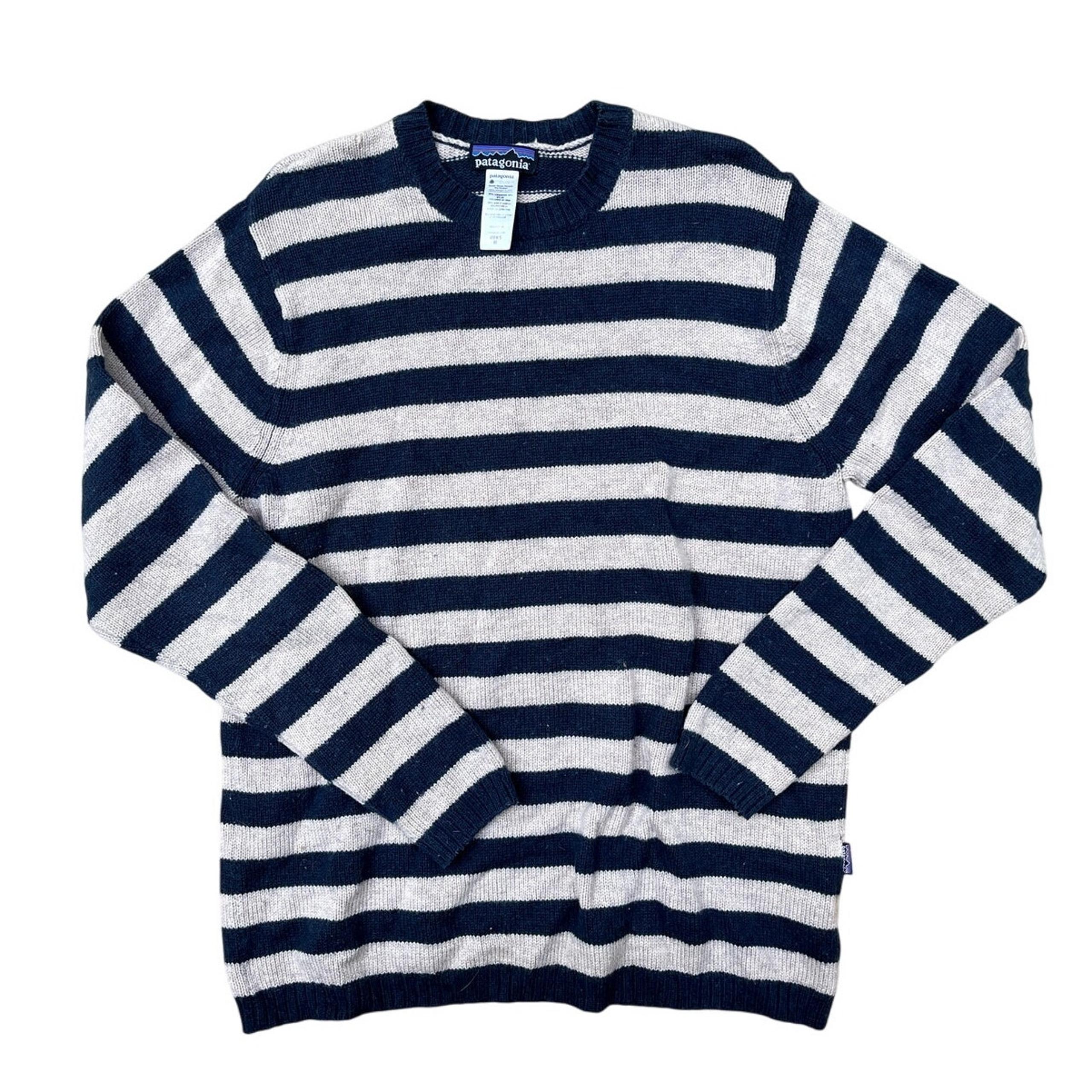 Patagonia Mens Lambswool Knit Striped Crewneck Pullover Sweater Size Medium