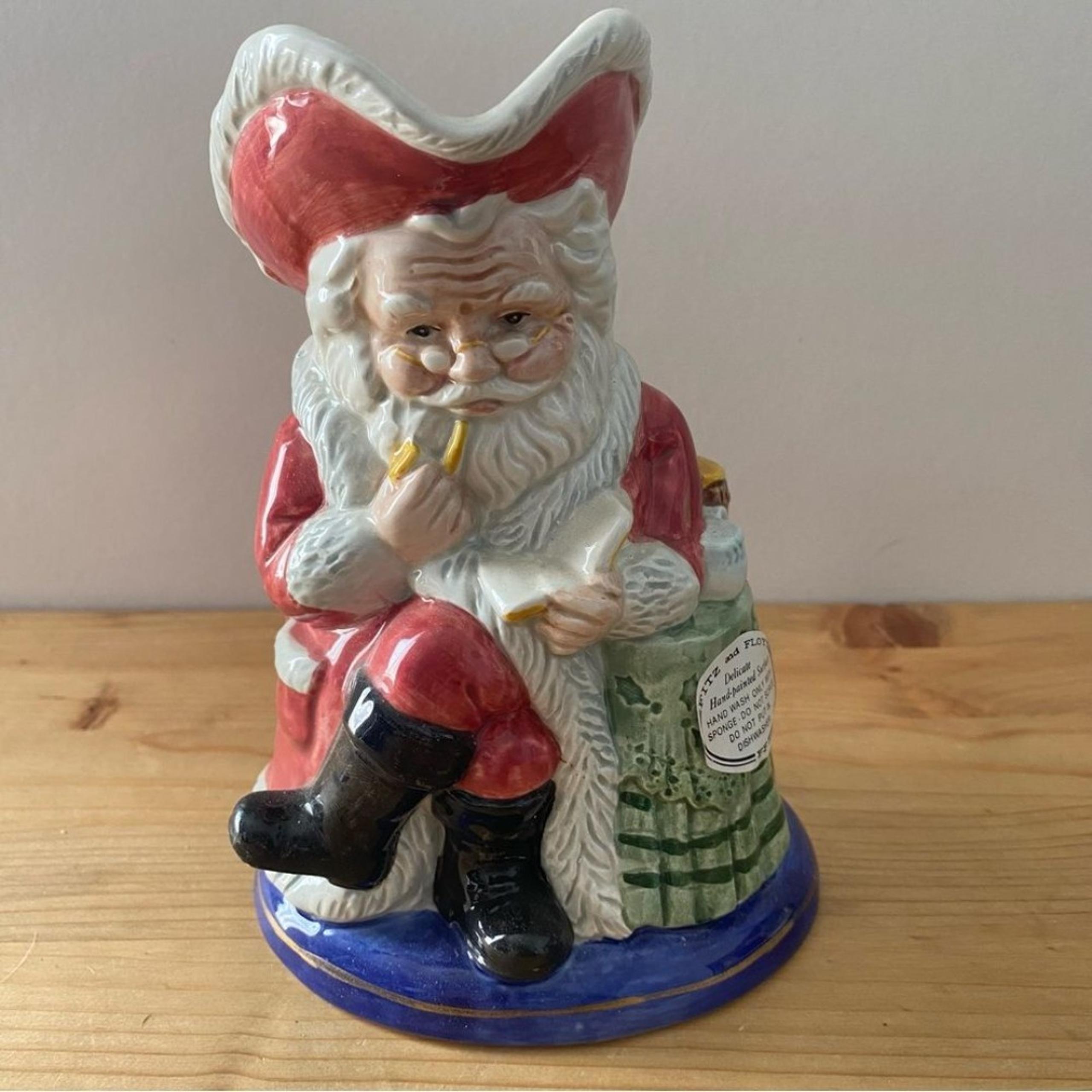 Fitz and Floyd Santa Pitcher Vintage 1992 Ceramic Christmas Creamer