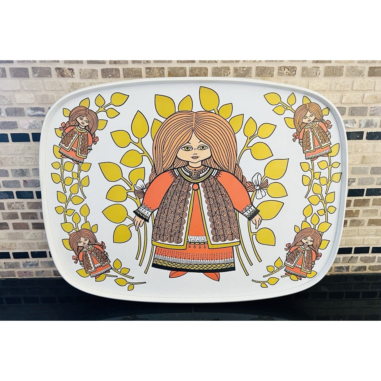 Vintage Groovy Kitsch Serving Tray Platter Tray 1960s 70s Retro Colors
