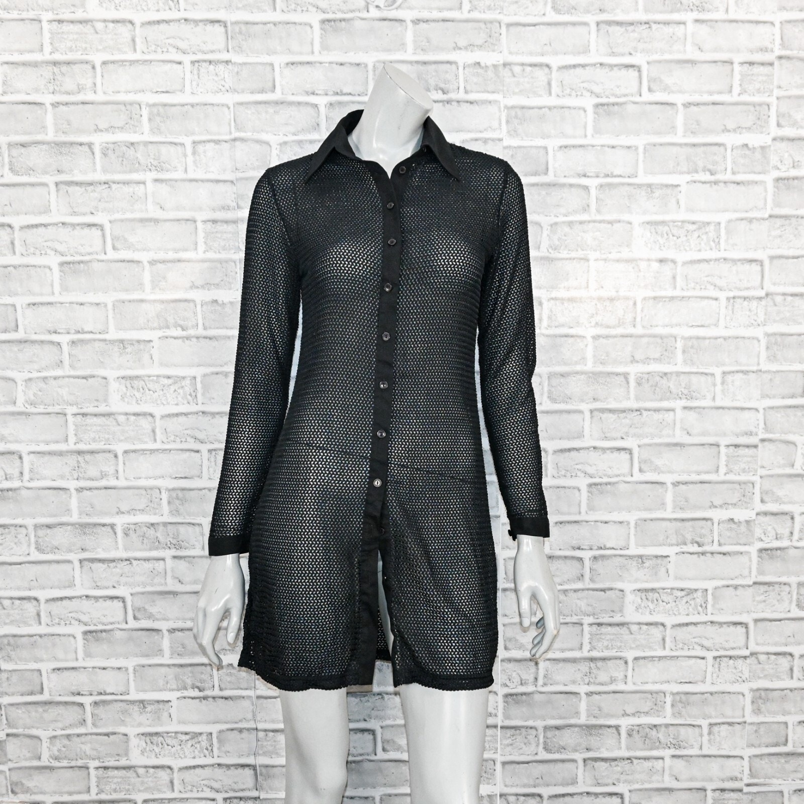 Anne Fontaine Paris Women's JOACHIM Black Mesh Shirt Dress Size 1