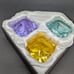 Signed Oleg Cassini Diamond Cut Pastel Color Crystal Paperweights with Box