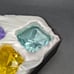 Signed Oleg Cassini Diamond Cut Pastel Color Crystal Paperweights with Box
