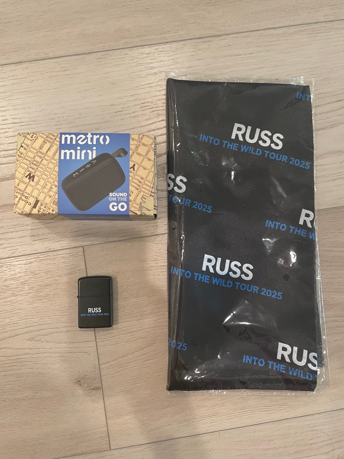 Russ Into The Wild Tour merch(bandana, lighter, mini Bluetooth speaker)