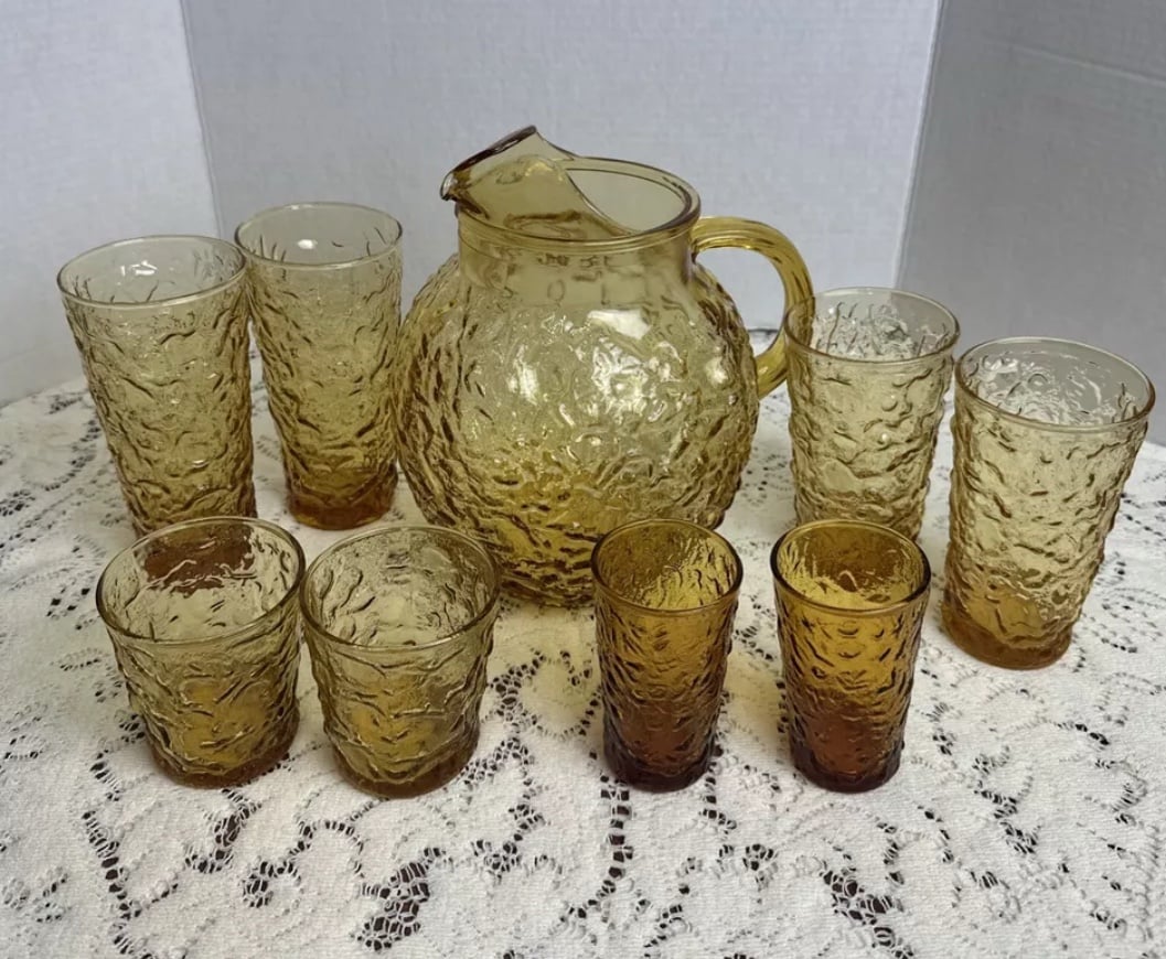 Anchor Hocking Lido Milano Pitcher & Glasses