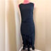 BLACK ASYMMETRICAL RUFFLE HEM RUCHED DRESS