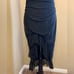 BLACK ASYMMETRICAL RUFFLE HEM RUCHED DRESS